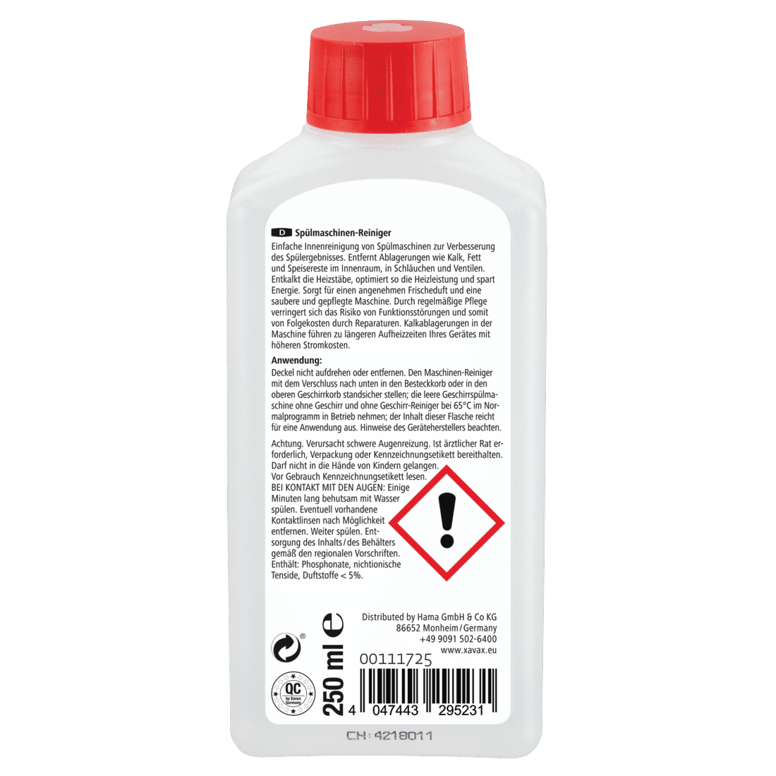 XAVAX 111725 Cleaner for Dishwashers with Fresh Fragrance, 250 ml