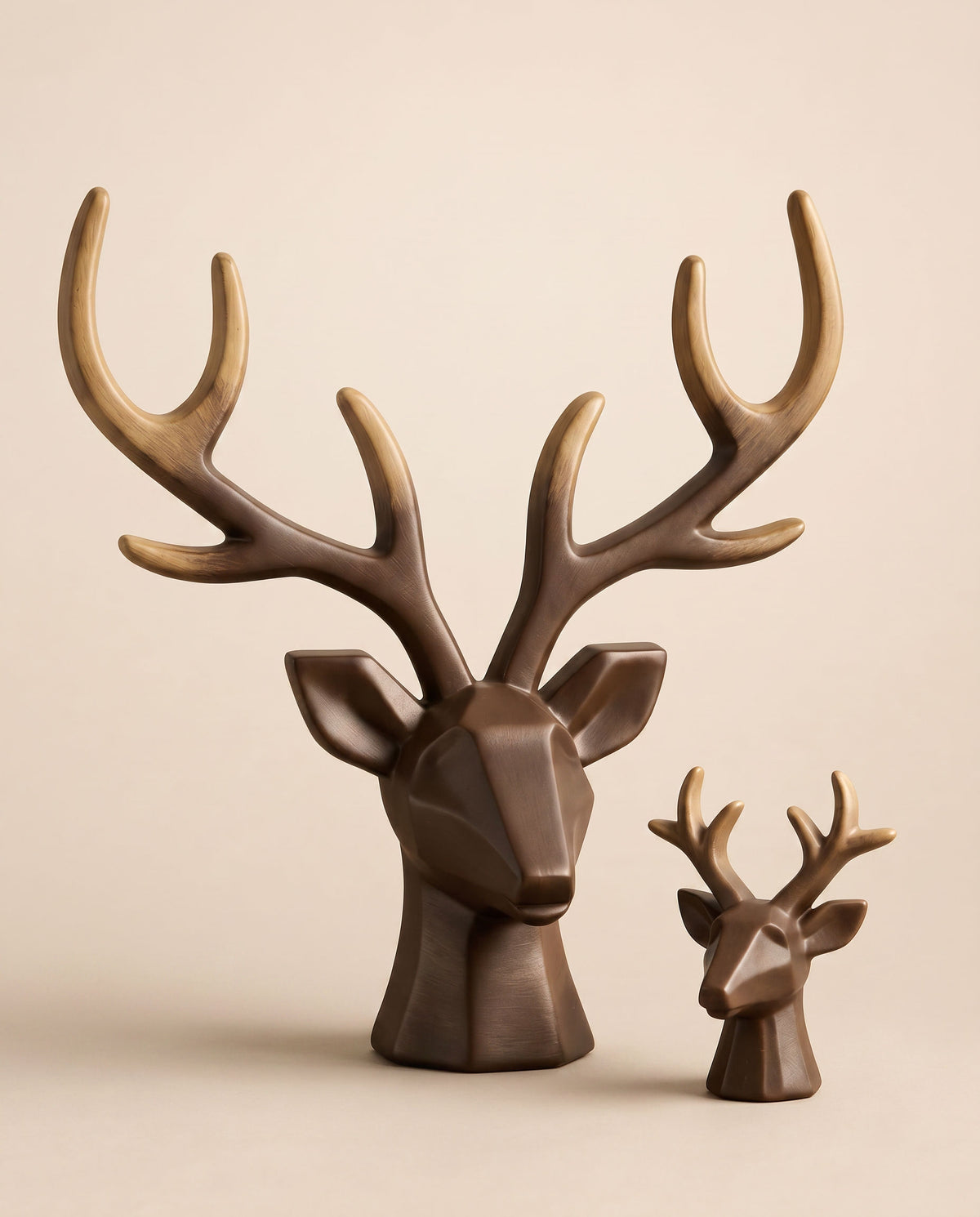 Antique Arch Marble Powder Deer Head Décor – Set of 2 (15cm & 7cm)
