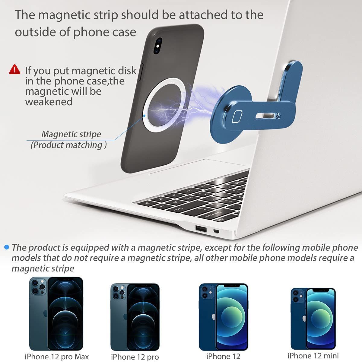 Laptop Phone Holder Notebook Expansion Bracket Side Mount Clip Magnetic Laptop Phone Stand