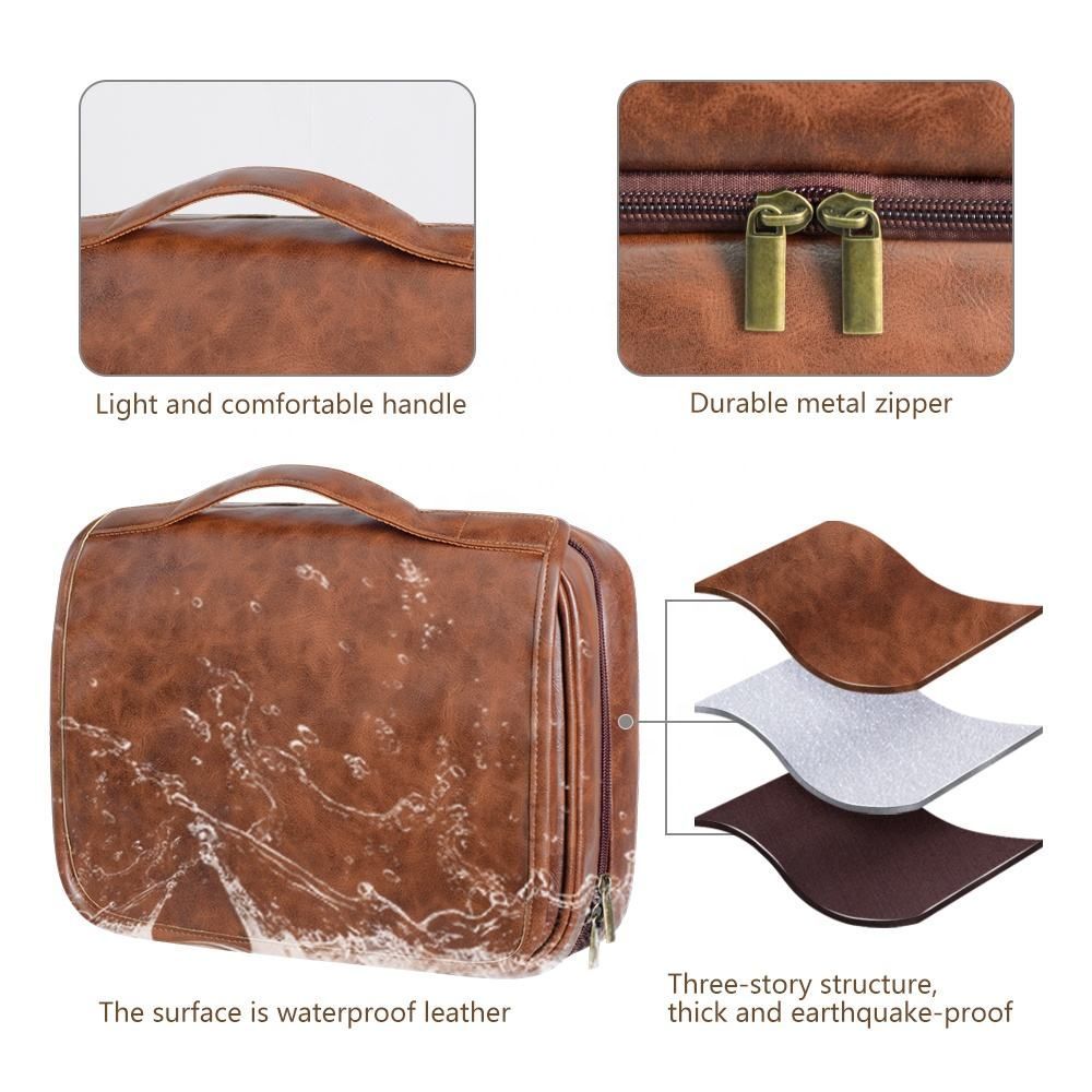 Pu Toiletry Bag Waterproof Large Capacity Wash Bag for Men Women