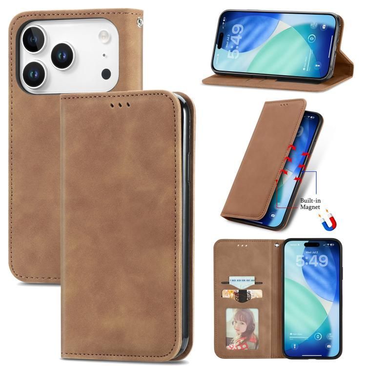 For iPhone 18 Pro Max / iPhone 17 Pro Max Retro Skin Feel Magnetic Flip Leather Phone Case