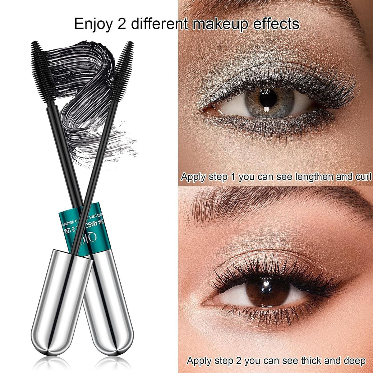 3Pcs 2 In 1 Vibely Mascara 5x Longer Waterproof Cosmetics For Natural Lengthening And Thickening No Clump New
