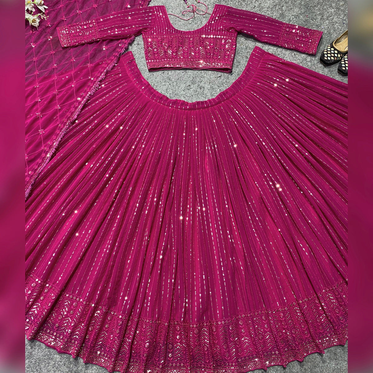 Party Wear Designer Lehenga Choli With Fancy Border Lace Work
