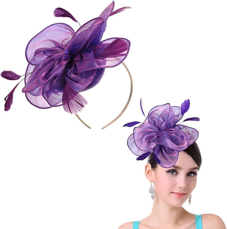 Women Vintage Fascinators Hats Headband With Clips Cocktail Tea Party Headwear For Girls Ladies
