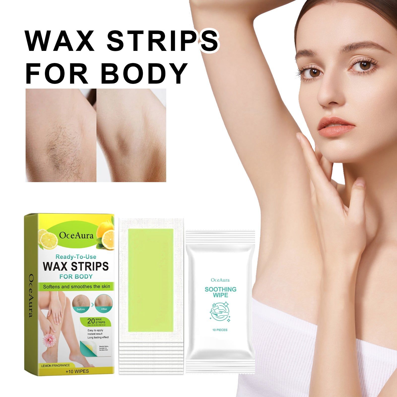 Body Hair Removal Wax Strips, Gentle, Effective, Smooth Skin, Easy at Home ,1set