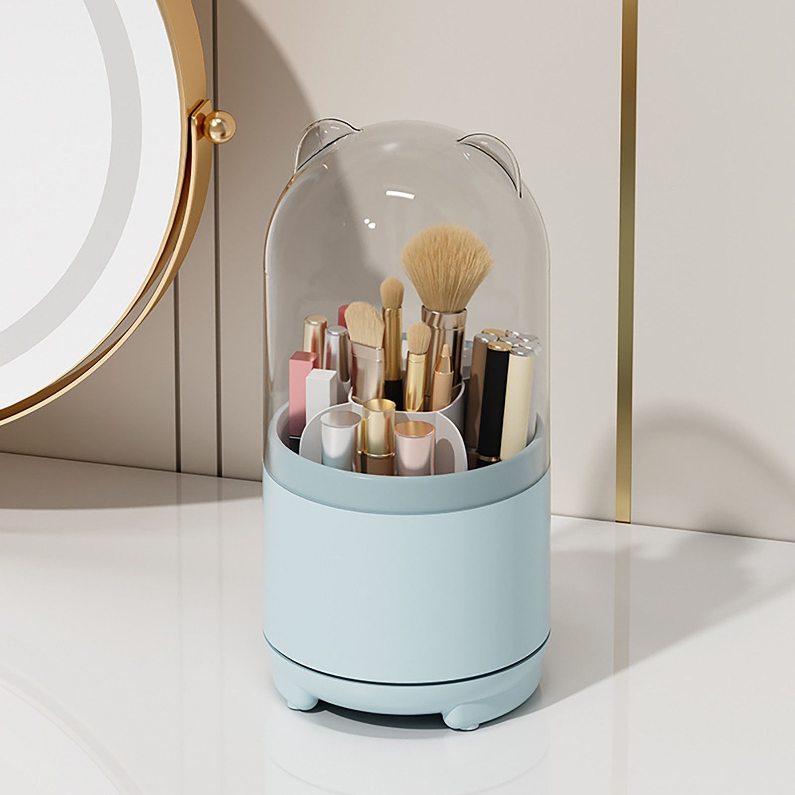 Makeup Brush Holder Dustproof Rotating Brush Organizer Pen Storage Box