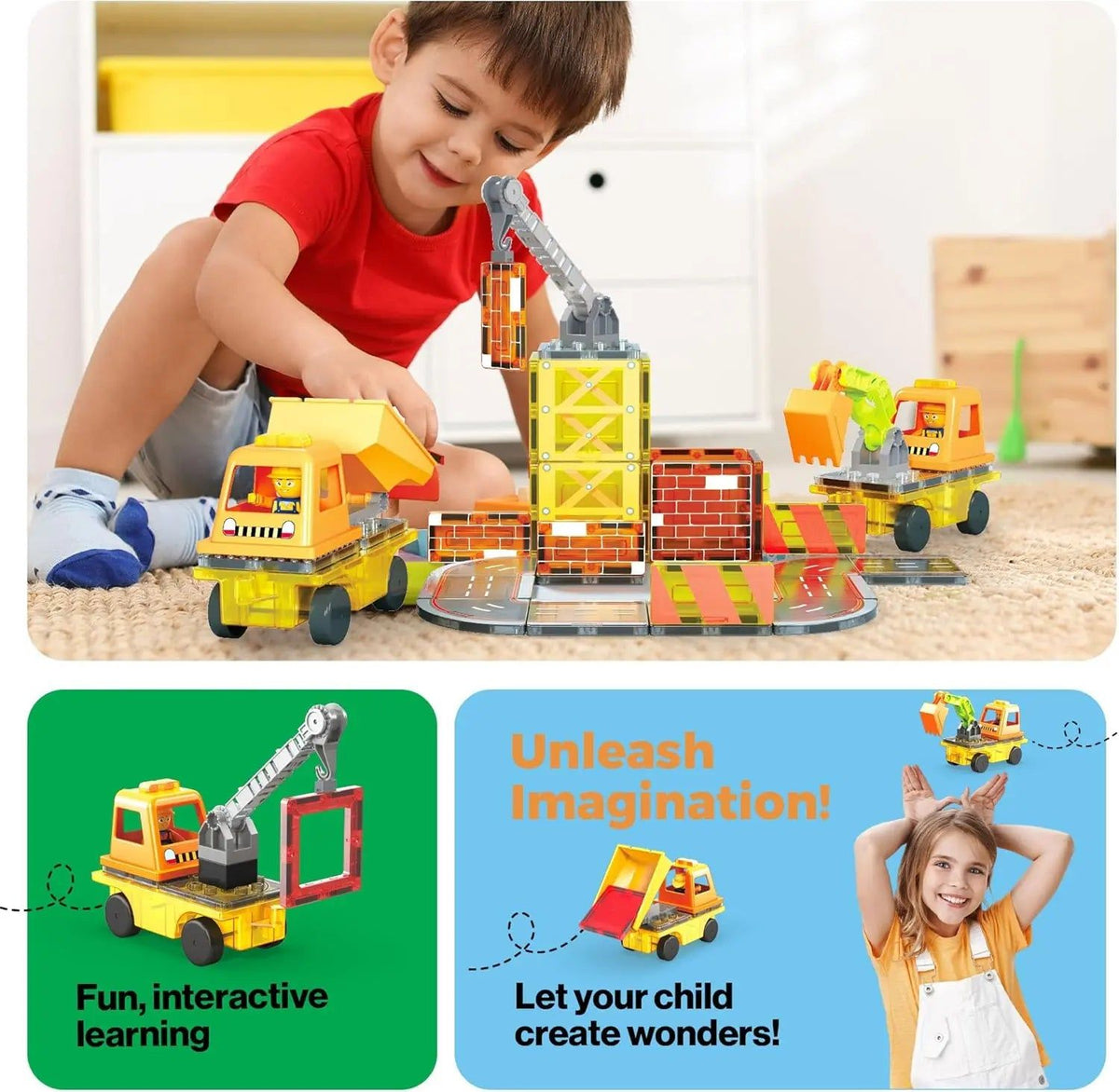 Magnetic Construction Truck Set 50 pcs – PicassoTiles