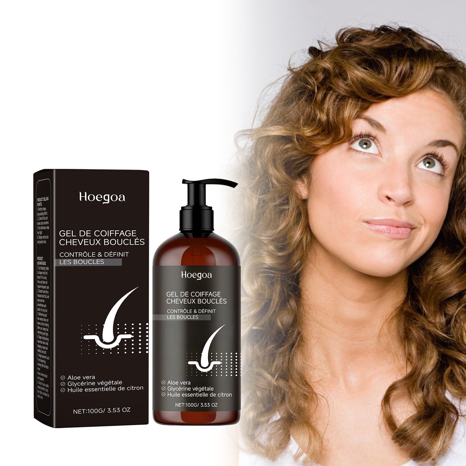 Curly Hair Gel, Long-Lasting Permanent Setting, Frizz Control, Natural Shine ,100g