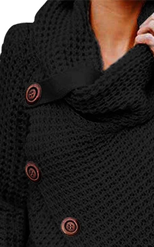 Winter Loose Turtleneck Sweater Long Sleeves Button Casual Pullover For Women