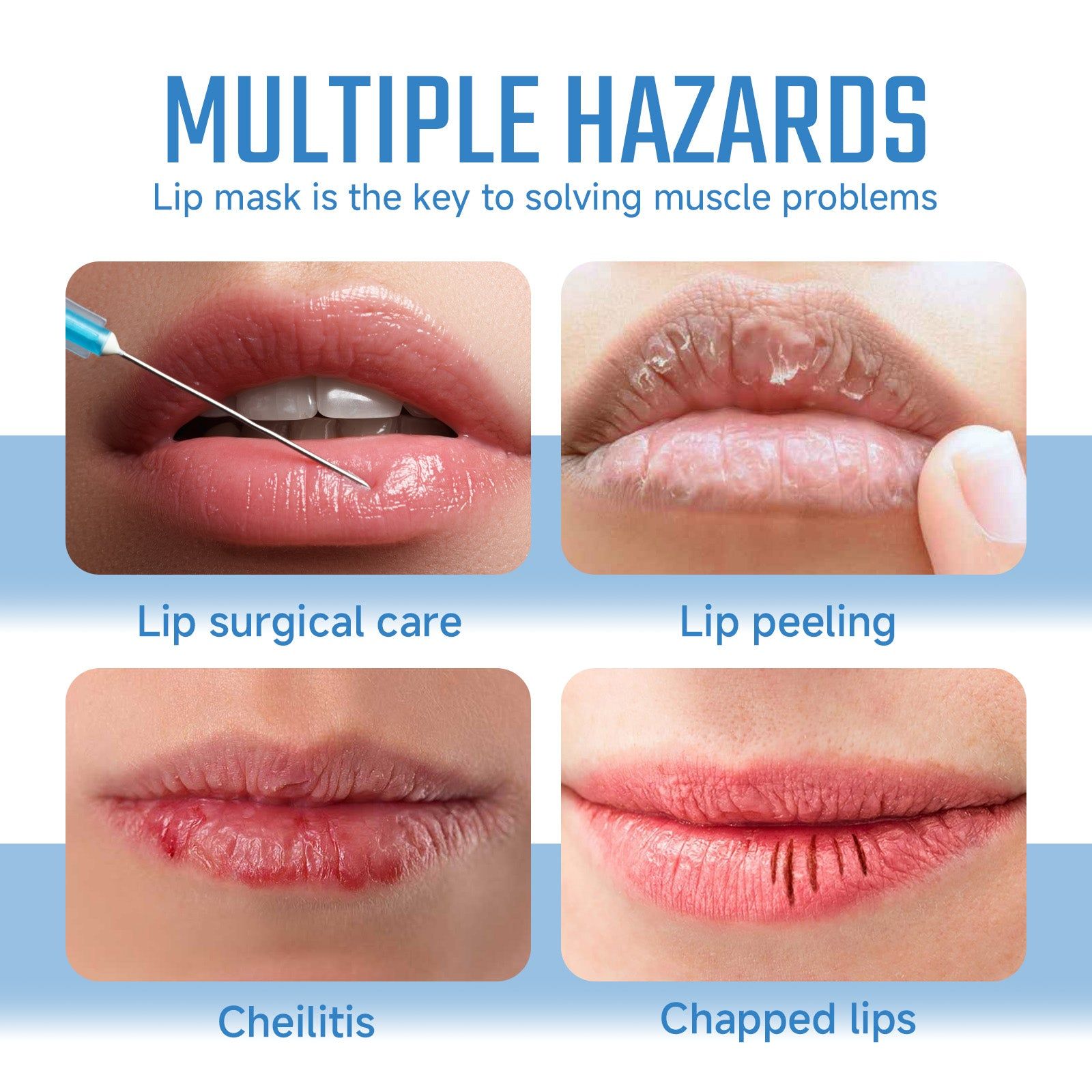 Collagen Lip Mask, Hydrating Lip Care for Dry Cracks, Plump & Smooth Lips ,6pieces