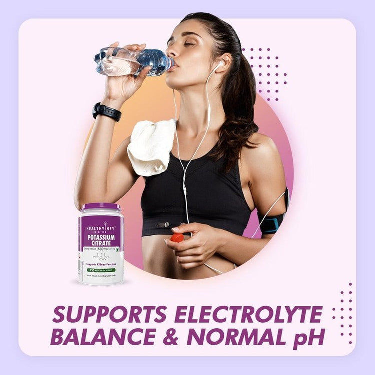 HealthyHey Potassium Citrate 730mg - 120 Vegetable Capsules