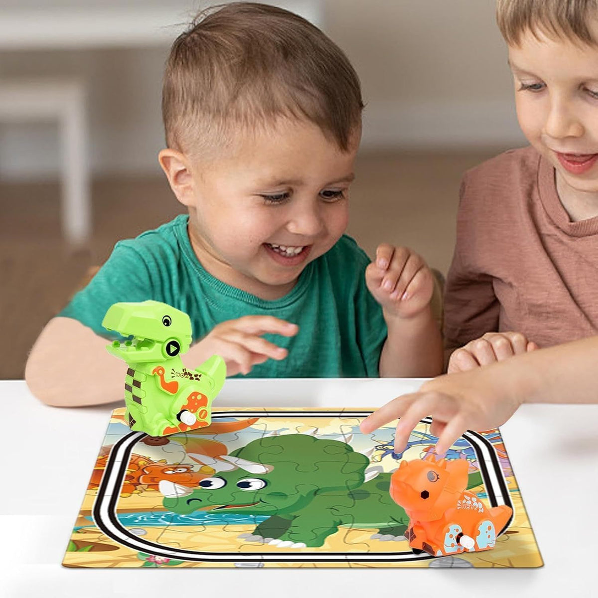 Wind Up Dinosaur Puzzle Rail Track Dino Trail Puzzle Track Car Set Kids Toy