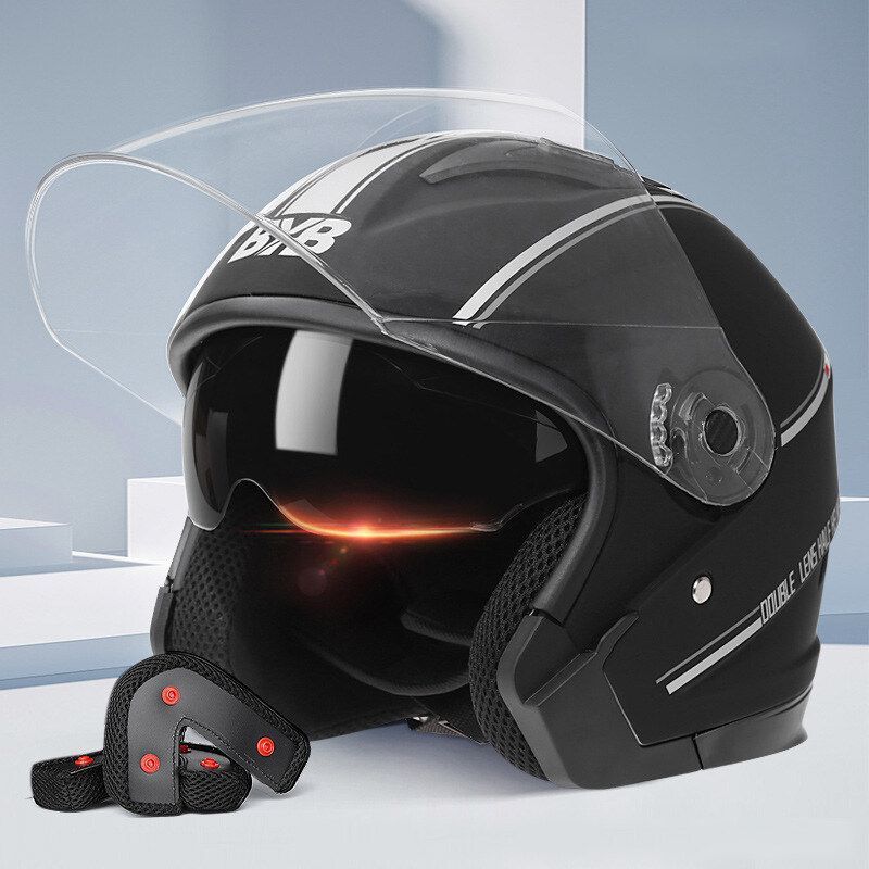 Motorcycle Helmet Dual Lens Safety Helmet Open Face Cycling Helmet