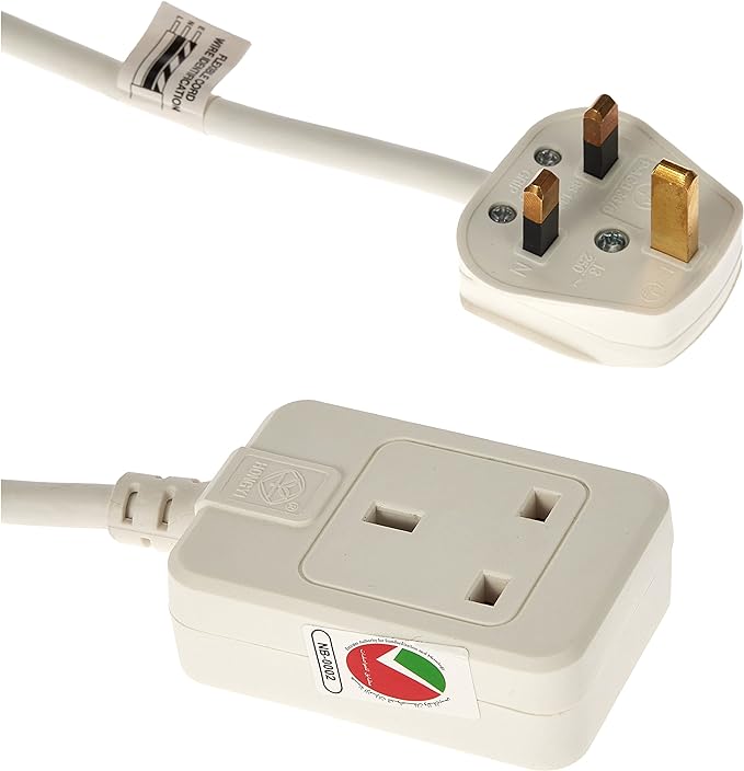 Brennenstuhl 1166563015 Extension Cable for Home and Office (3 m of Cable for Indoor Use, with Rubberized 13 A BS) White