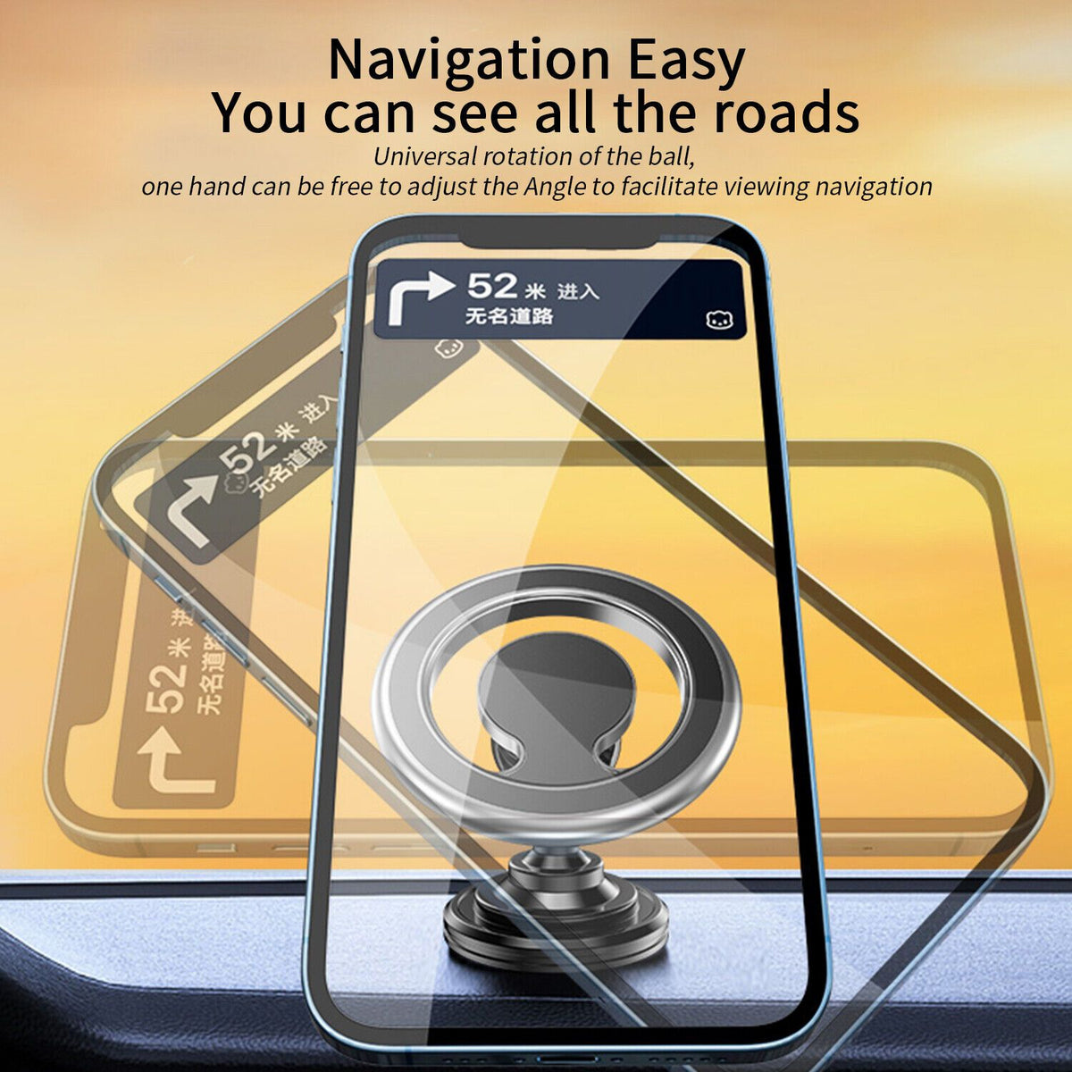 Magnetic Car Phone Holder 360 Degree Rotation Cell Phone Mount With MagSafe