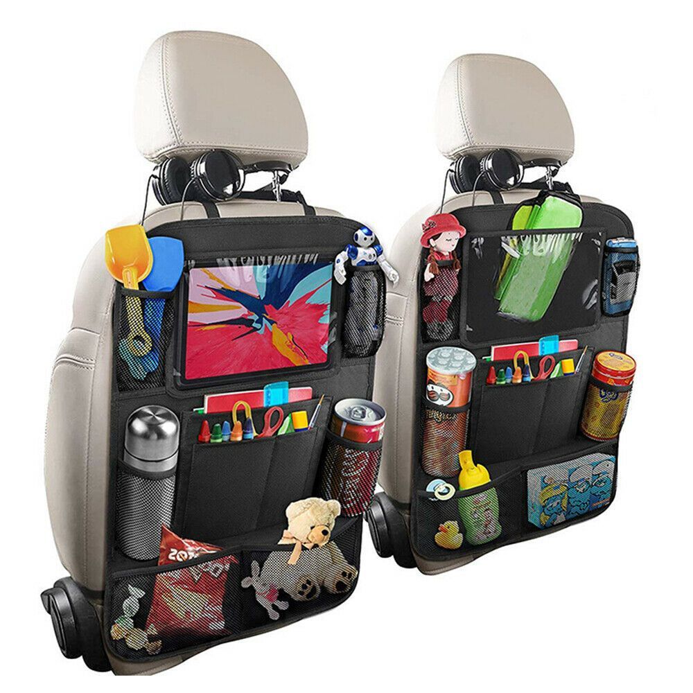 2 Pack Car Back Seat Organizer Seat Back Protectors Storage Bag Kids Kick Mat