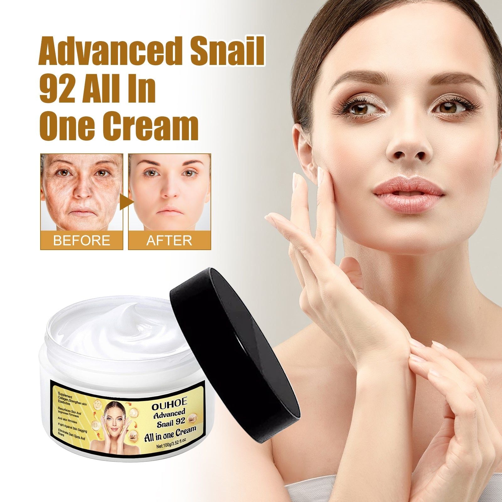 Cochlear Cow Cream, Anti-Aging Snail Formula, Brightening, Firming, Hydrating, Rejuvenate Skin ,100g