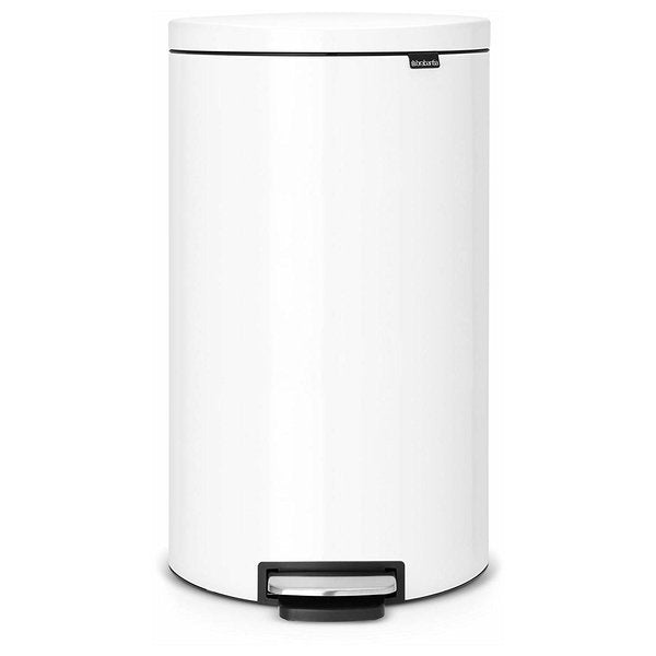 Brabantia 485206 FlatBack+PedalBin Silent,30L,Plastic Bkt,White