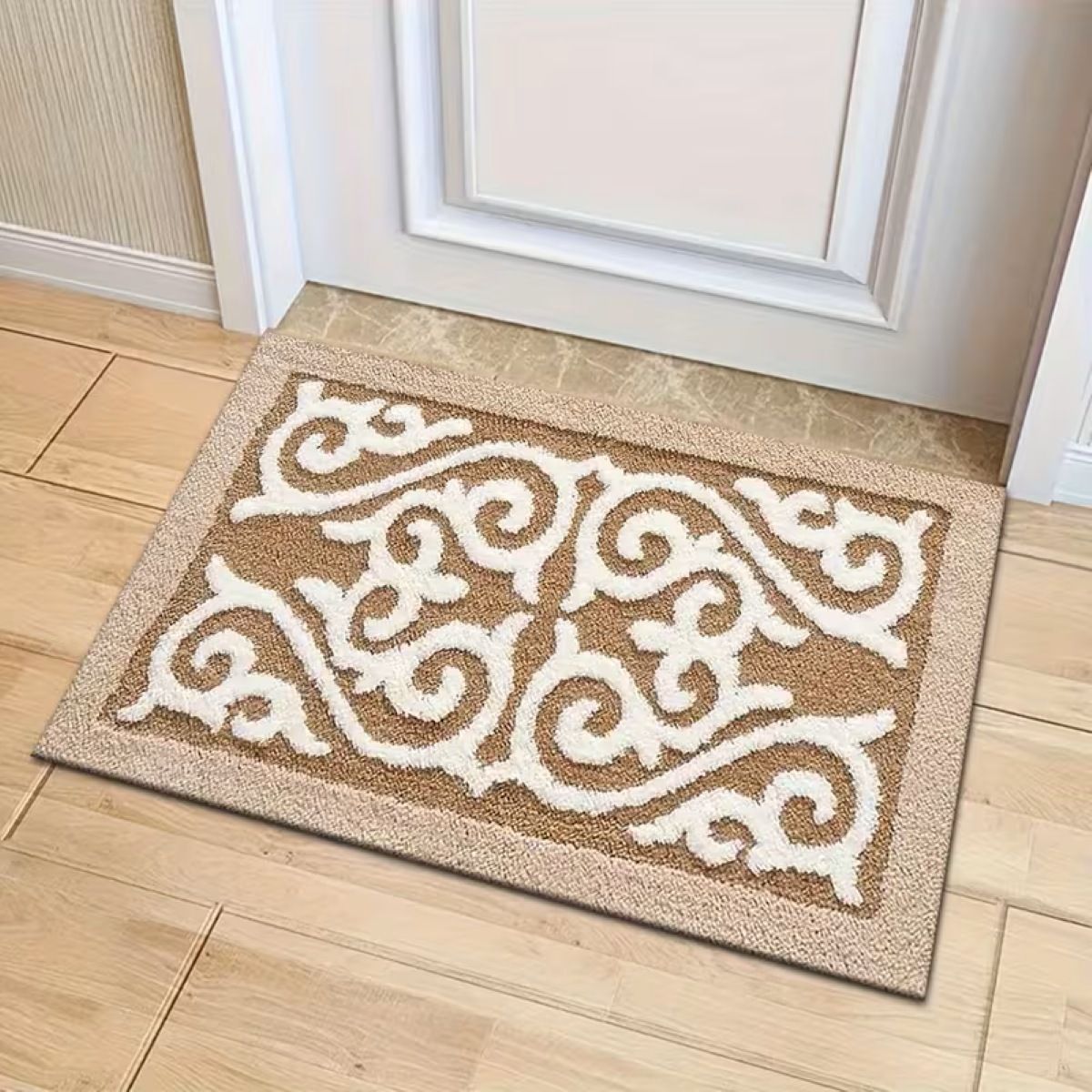 AIESY® Micro-Poly Shaggy Leaf Shape Multi-Purpose Door Mat for Home