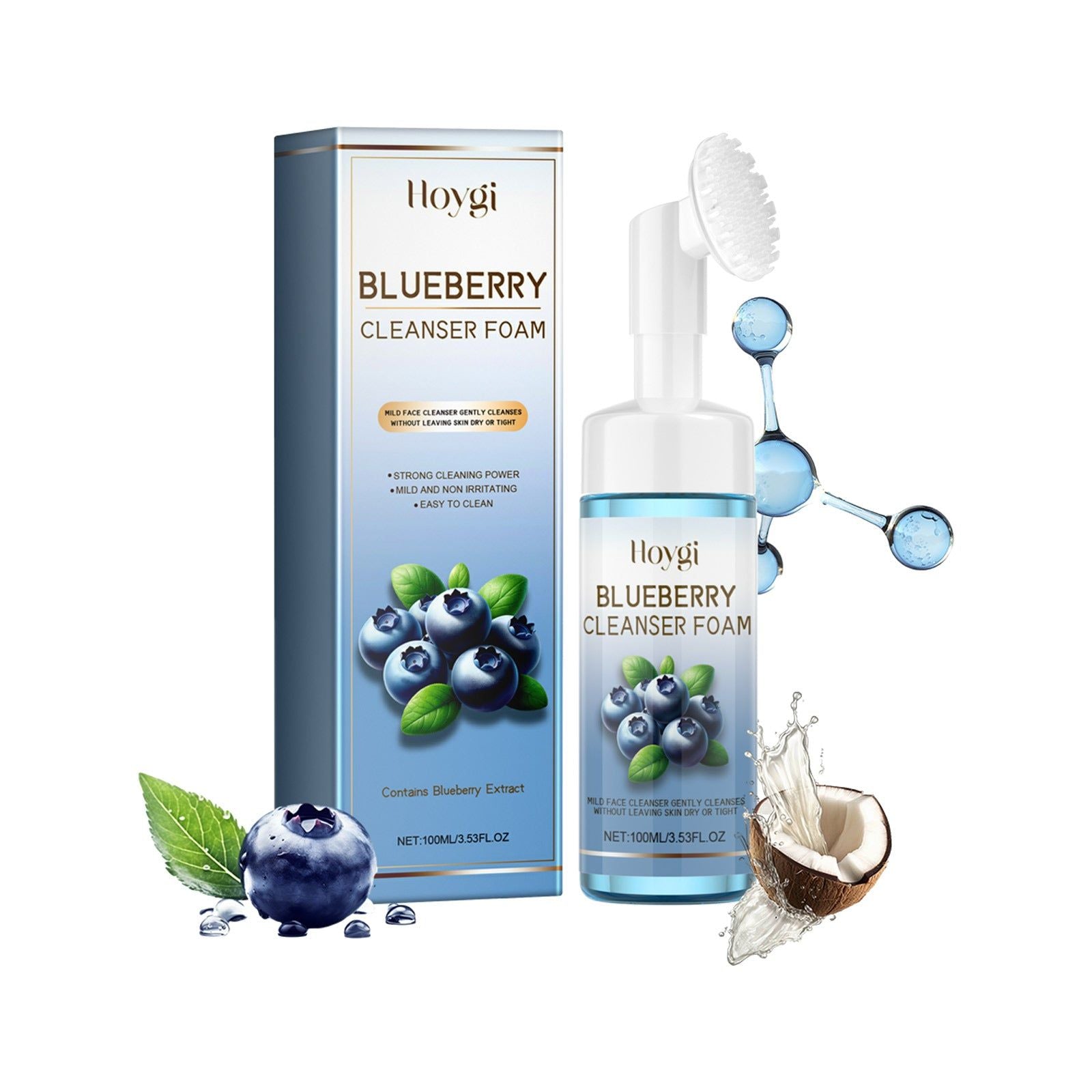 Blueberry Facial Cleansing Foam, Deep Pore Cleanser, Gentle & Refreshing Skin Care ,100ml