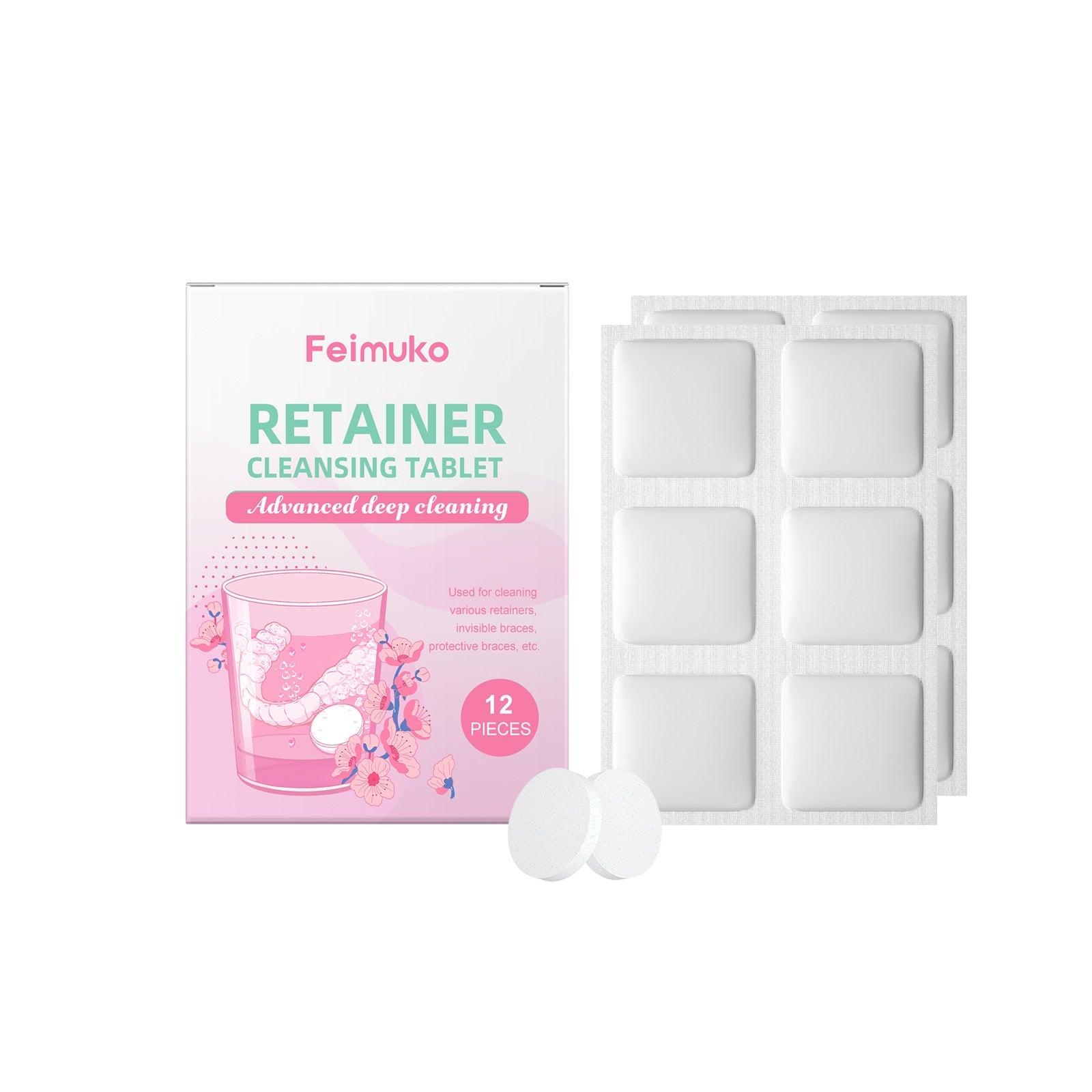 Denture Cleaning Tablets, Effervescent, Fresh, Gentle, Easy to Use, Best Cleaning Supplies ,12pcs