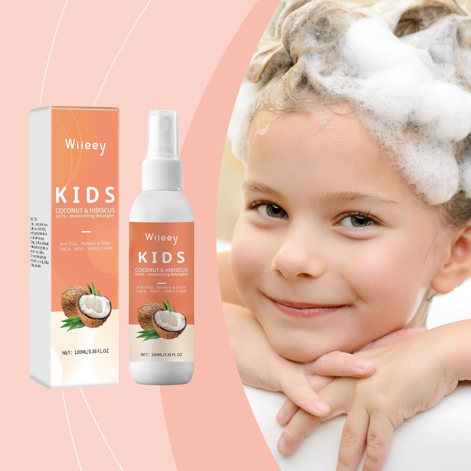 Children's Anti-Tangling Hair Spray, Moisturizing, Smoothing, Nourishing, Smooth Gloss, Gentle Care ,100ml
