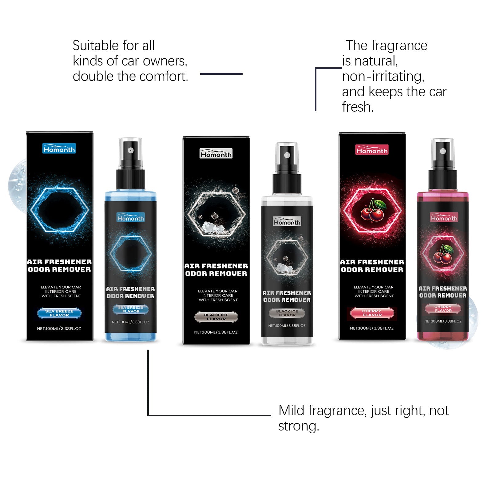Cherry Car Air Freshener, Fresh Air Deodorizer, Long-lasting Car Fragrance ,100ml