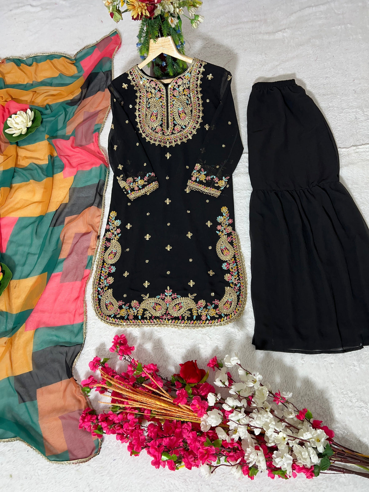 Fab Zone Beautiful Party Wear Top And Bottom With Dupatta