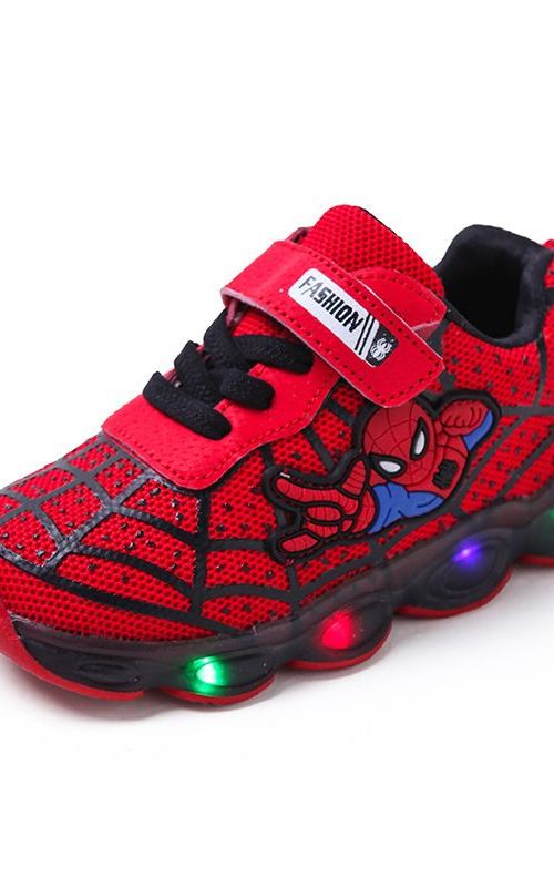 Kids Sports Shoes  Spiderman Lighted Sneakers Children LED Luminous Shoes For Boys