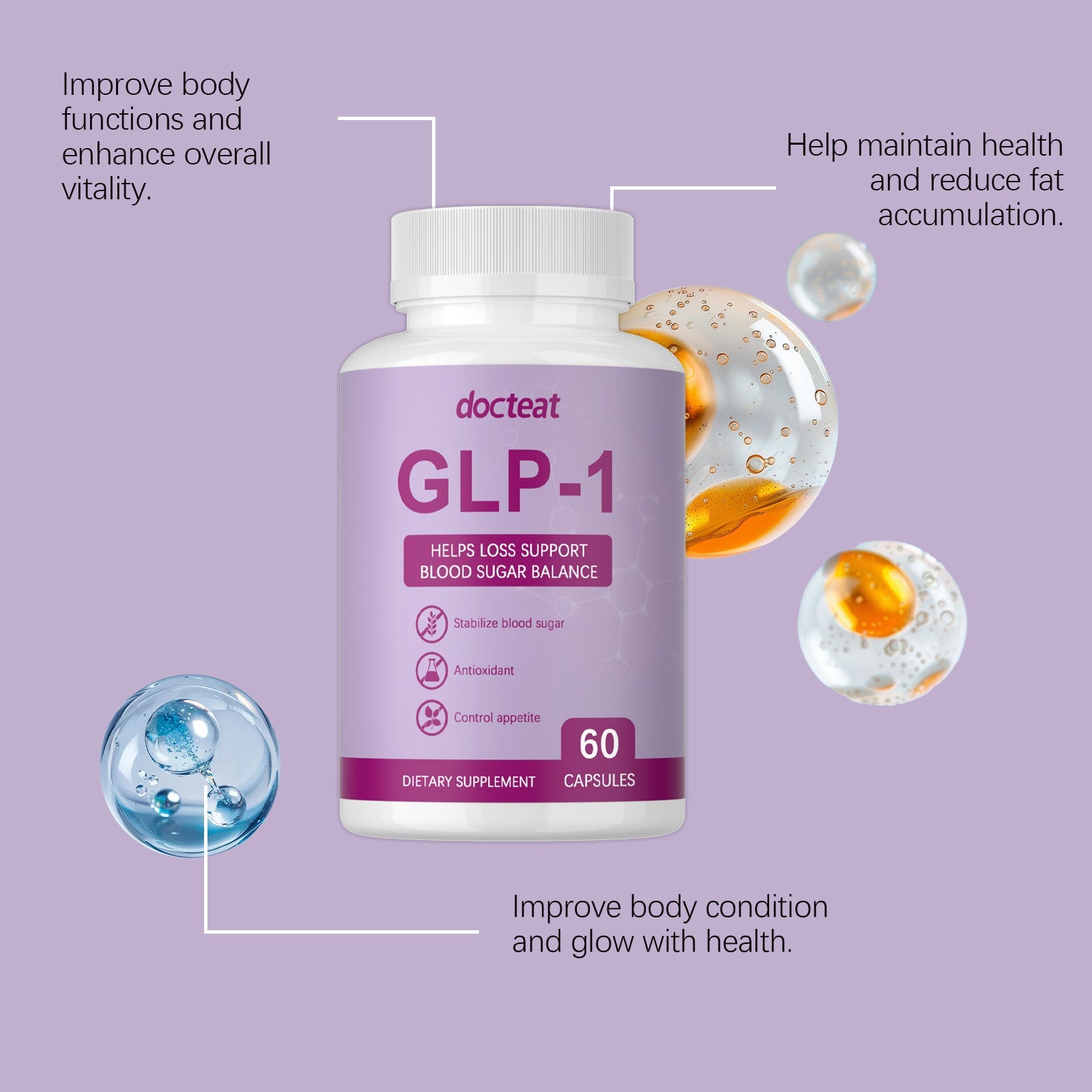 Boost Your Body Care with GLP-1 Capsules, Fat Burn, Appetite Control, Metabolism Support ,60 capsules