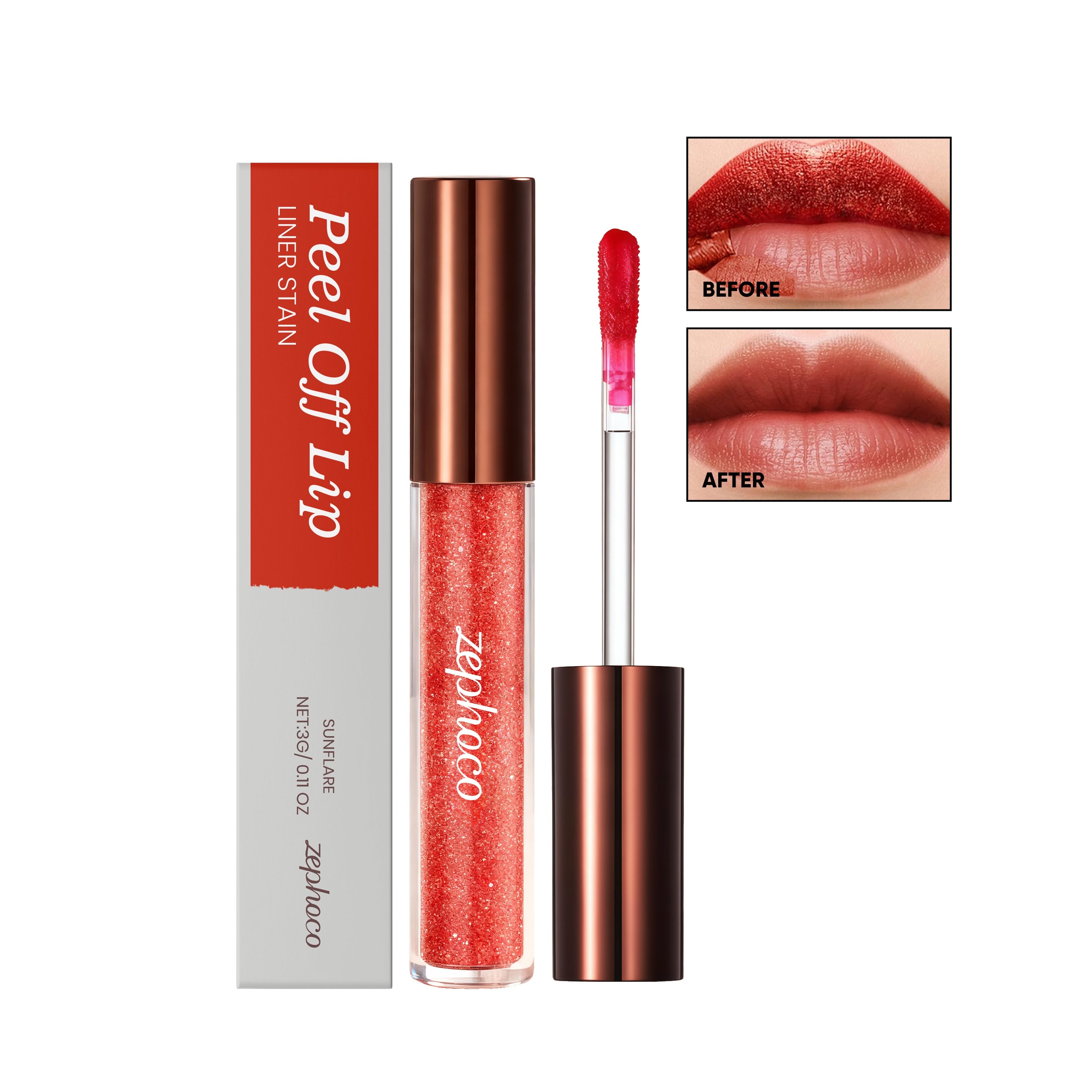 Peel-Off Lip Gloss, Moisturizing, Long-Lasting, Natural Color, Portable, Trendy Lip Makeup ,3g