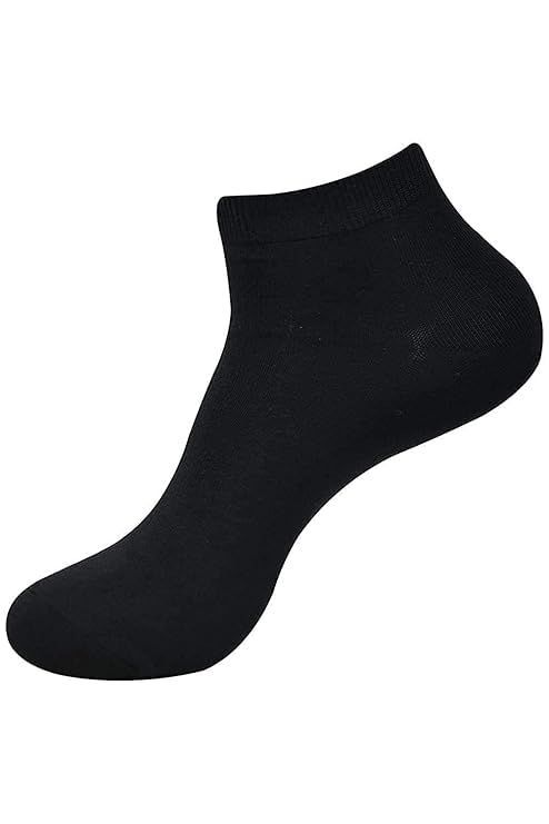 Men's Cotton Plain Black Ankle Length Sports Socks for Running and Casual Wear - 5 Pairs
