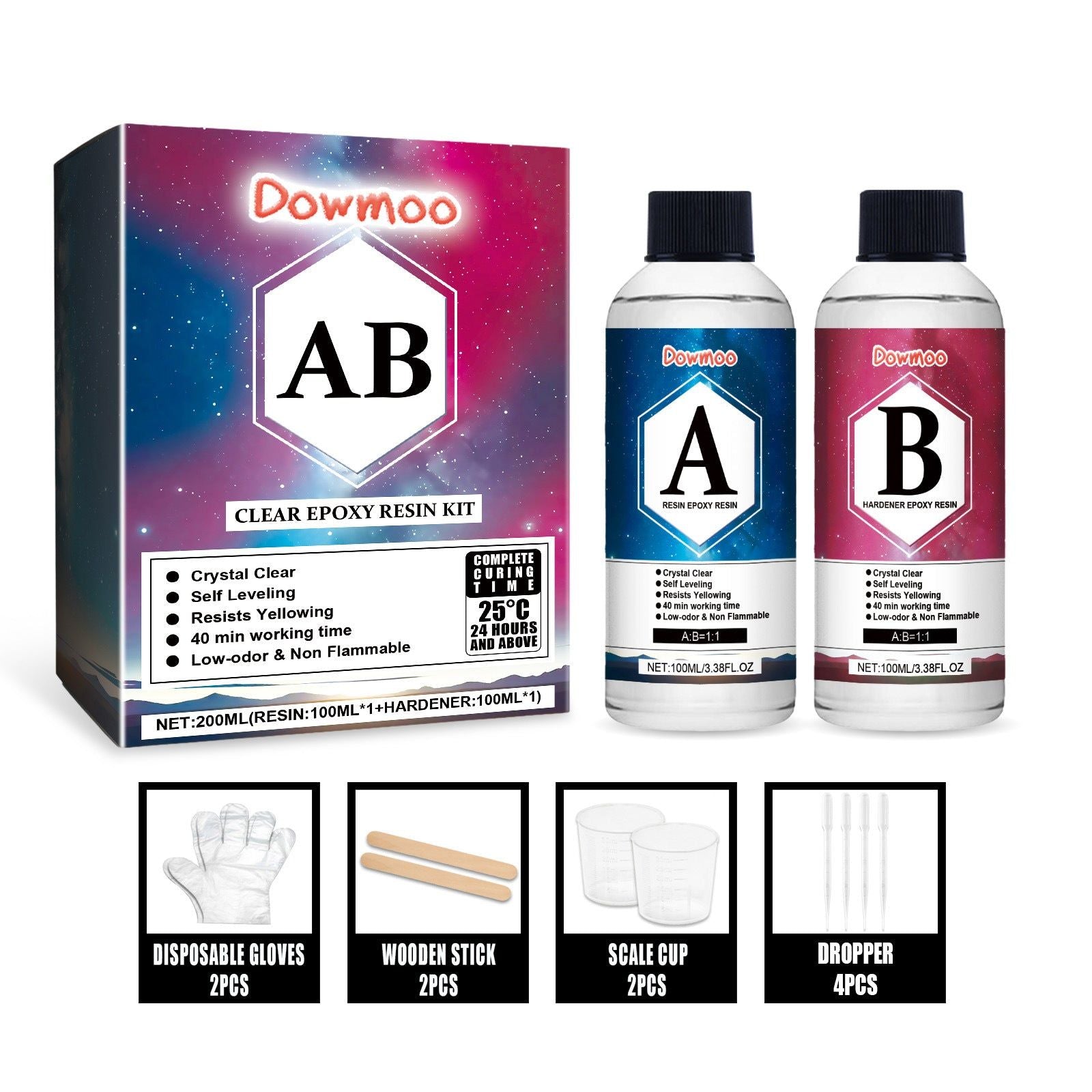Premium Cast Crystal Clear Epoxy Resin Kit, DIY Jewelry, Art, Decor, Durable, Easy to Use ,1set