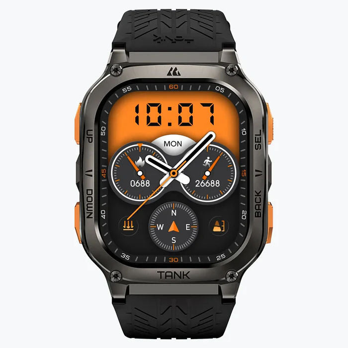 KOSPET Tank M3 Ultra 2 GPS Smartwatch with 1.96” AMOLED Display, Bluetooth Calling, Military Grade & 5ATM Waterproof