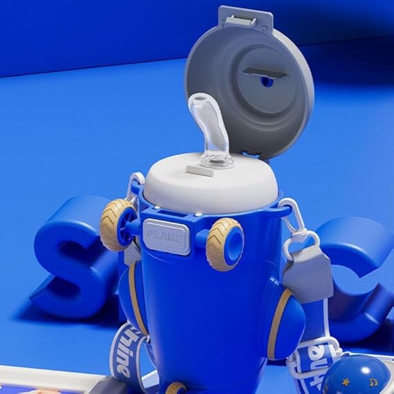 Twisoo Kids Water Bottle, BPA-Free Plastic Bottle With Plane Design, Leakproof & Portable, 400ml, MIN-008