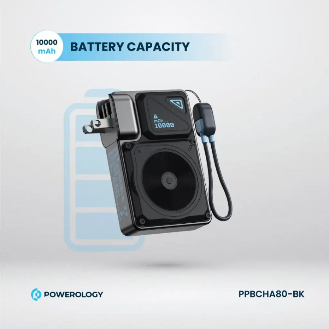 Powerology 10000mAh Wall Charger MagSafe Power Bank, Lightning Input/Output