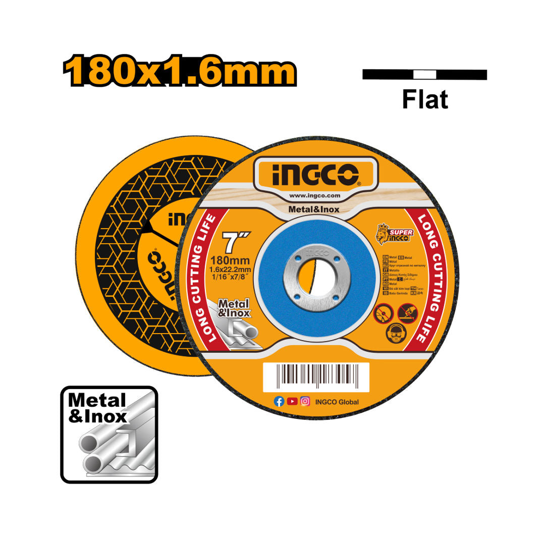 INGCO Abrasive Cutting Disc, 180X1.6X22.2mm