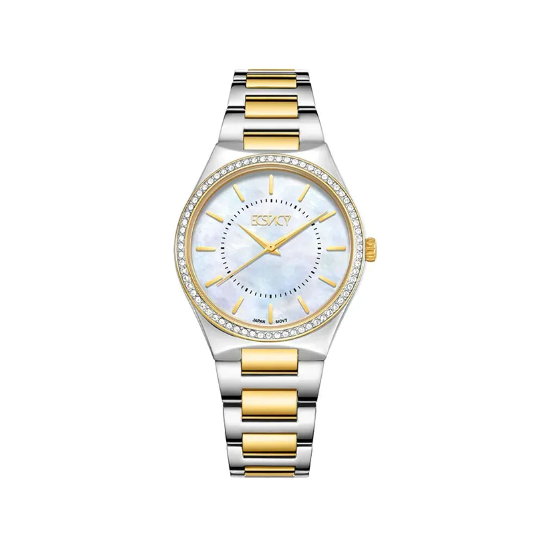 Ecstacy Women's Analog White Dial Watch, E23507-TBTM Series