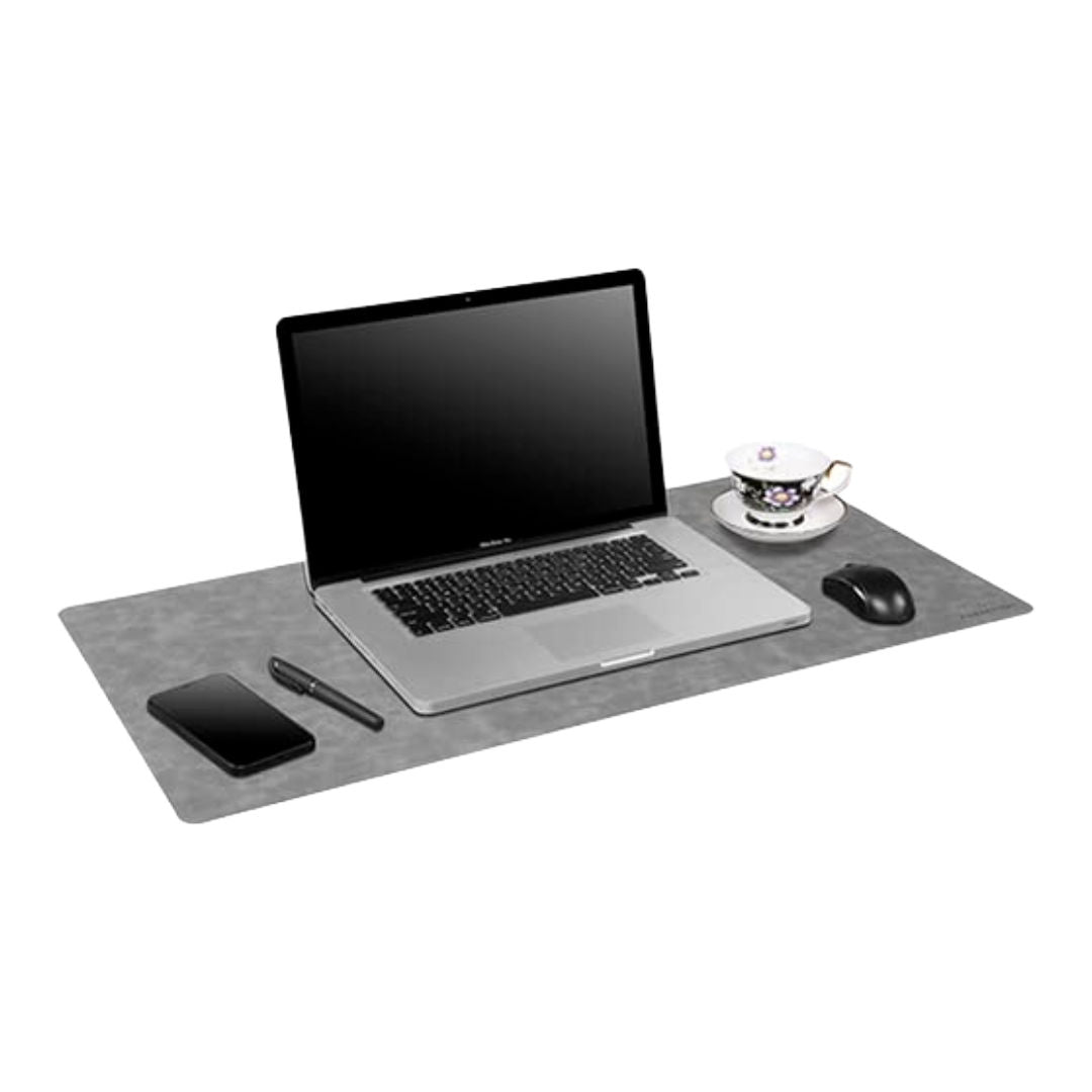Powerology Vegan Leather Desk Pad, Desk Mat For Office & Home, Textured Gray