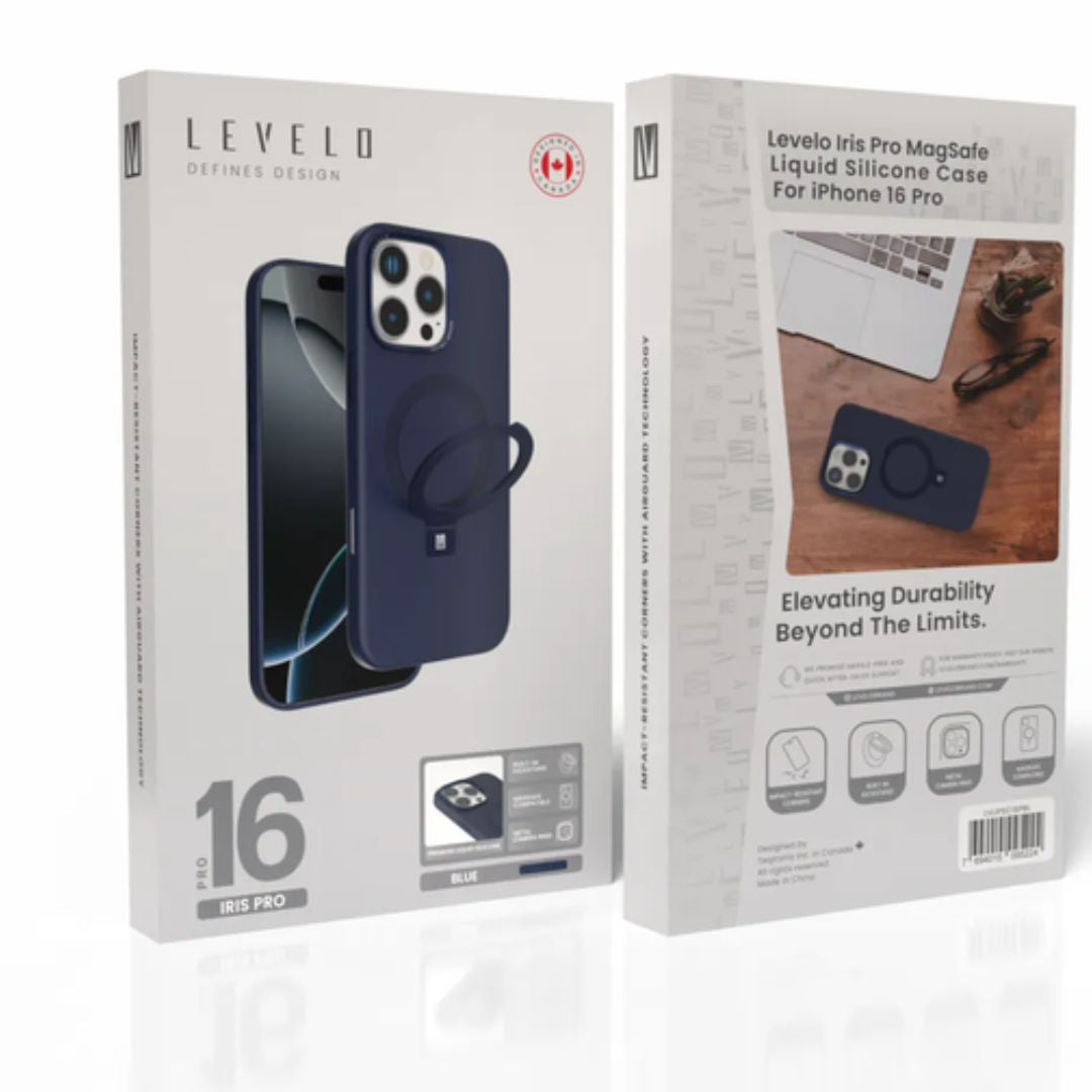 Levelo Iris Pro Magsafe Liquide Silicone Case for iPhone 16 Pro Max, Blue