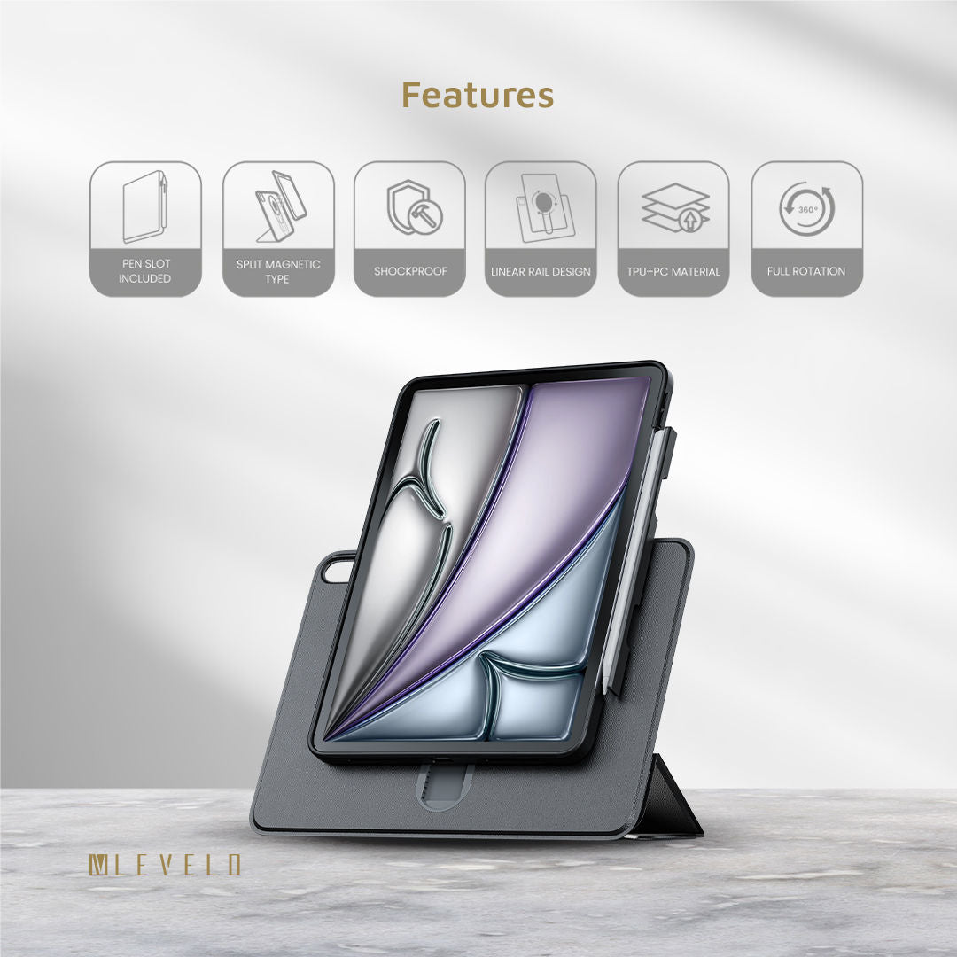 Levelo Converge Detachable Case For Apple iPad, Split Magnetic Type