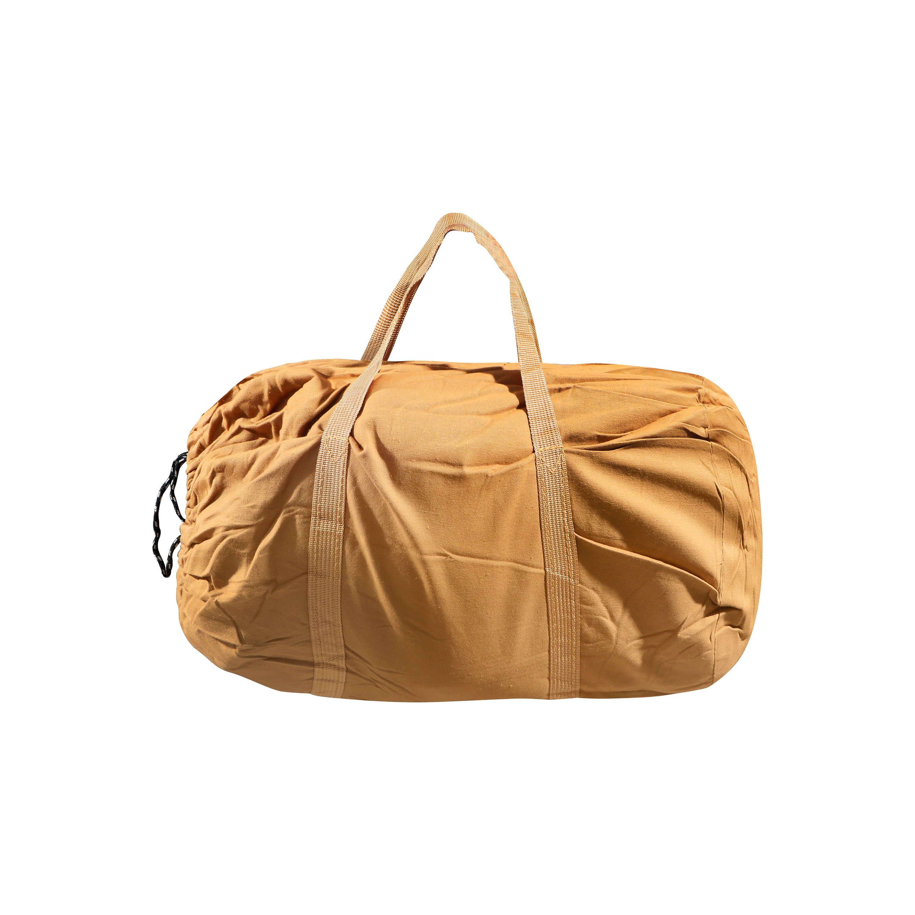 Warm Cotton Canvas Envelope Sleeping Bag with Hood & Flannel Lining, Tan