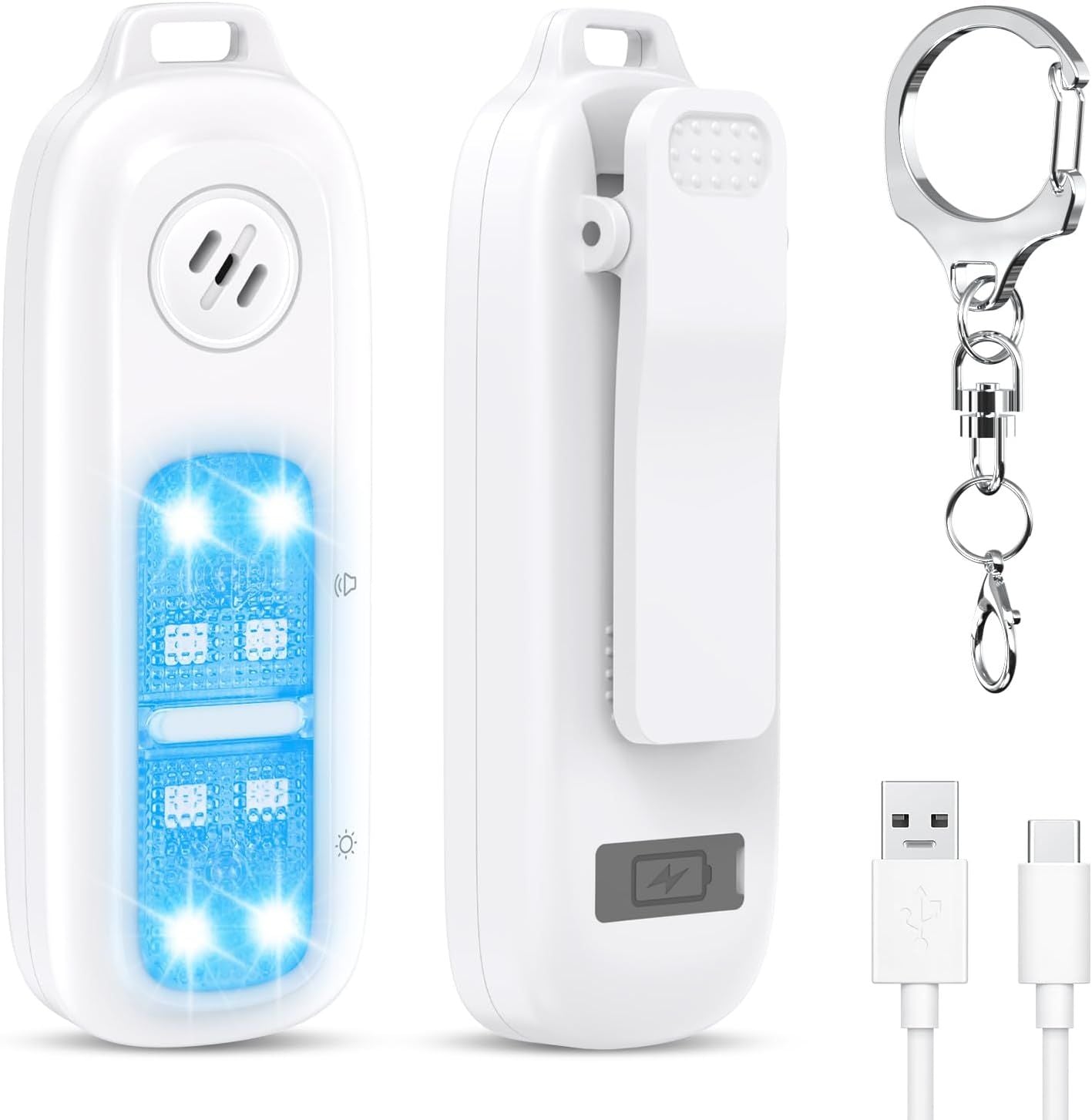 Running Safety Warning Light Personal Safety Alarm Keychain for Kids Women Elderly