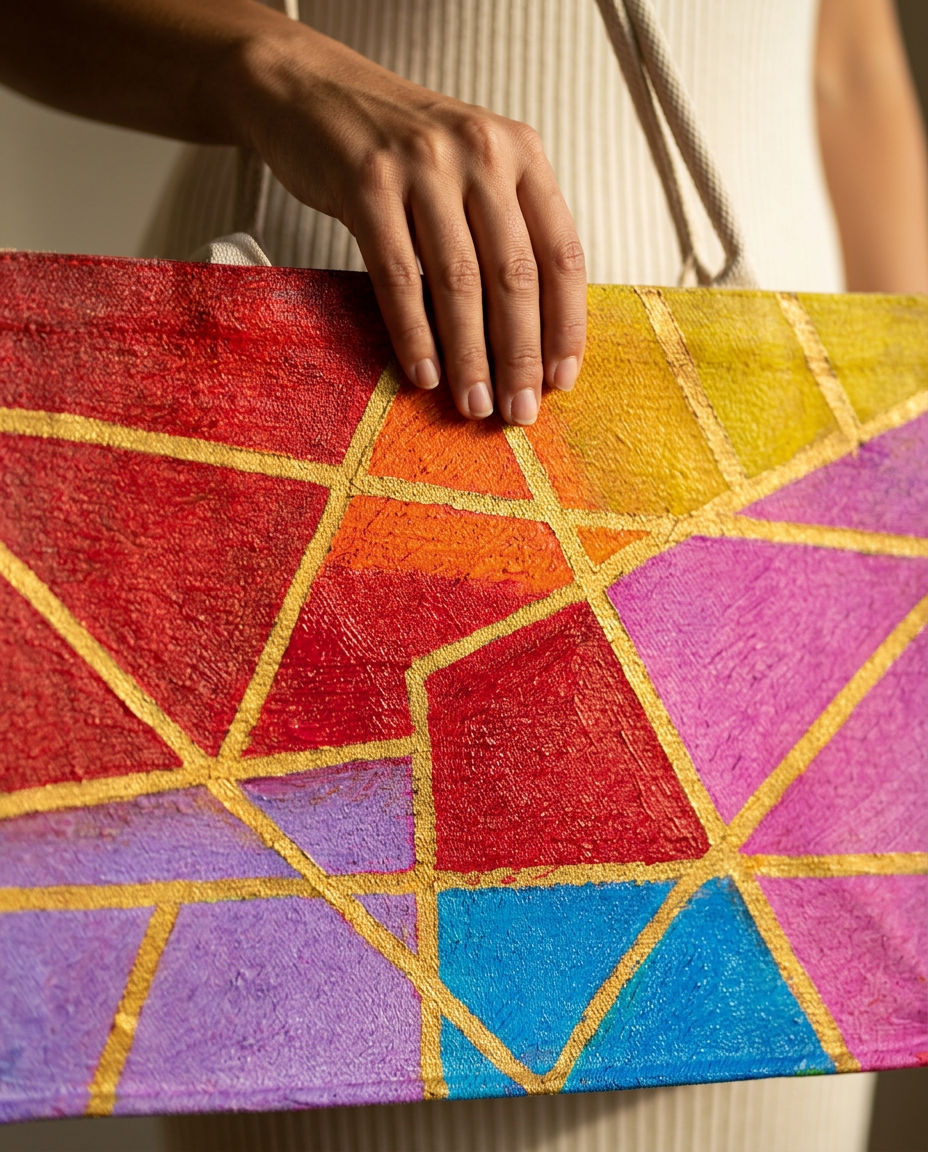 Handi Made Handpainted Multicolor Beach Set – Bag & Hat (Delivered in up to 7 days)