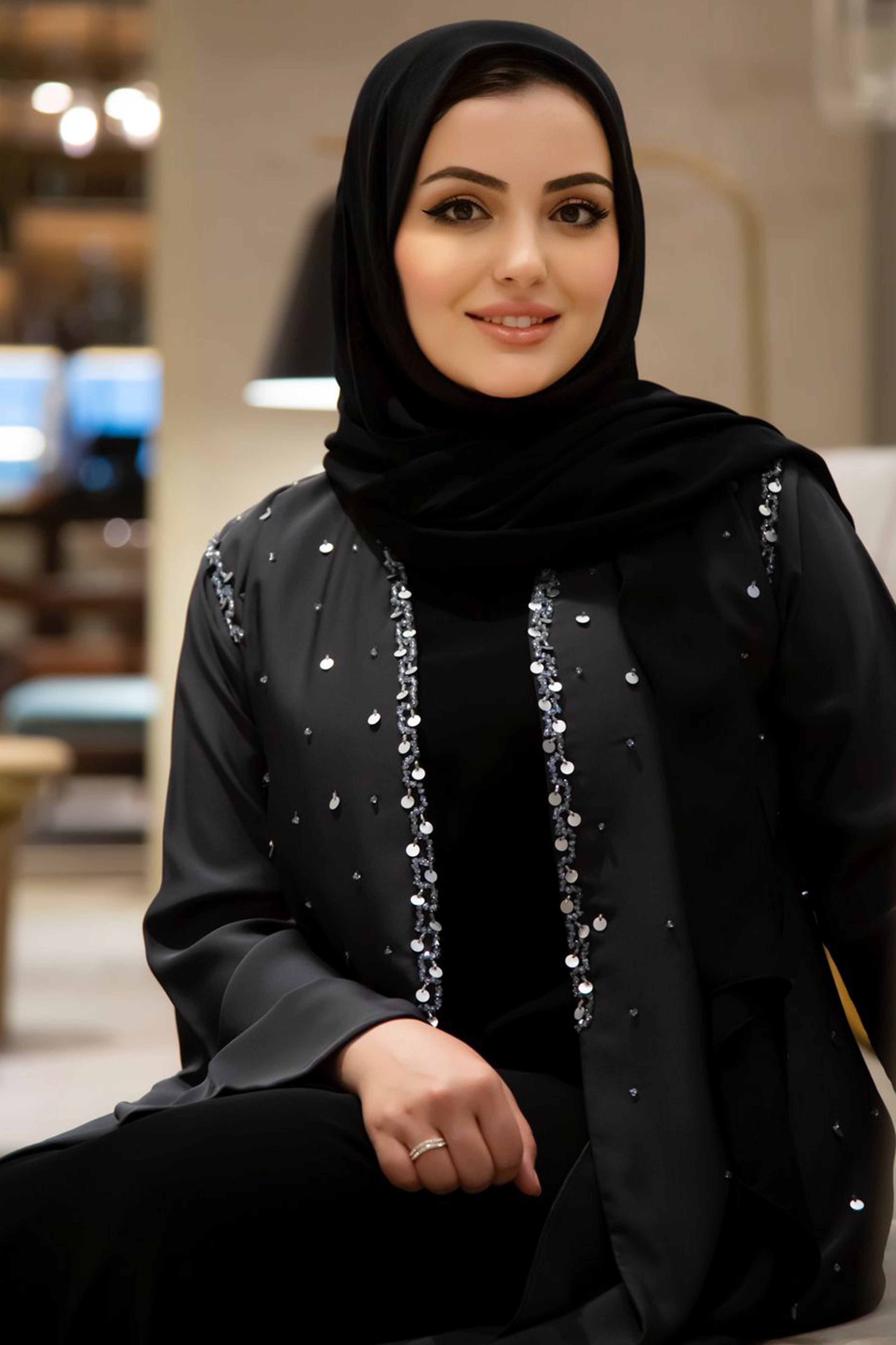 MOiSTREET Grey Korean Nida Embroidery Abaya