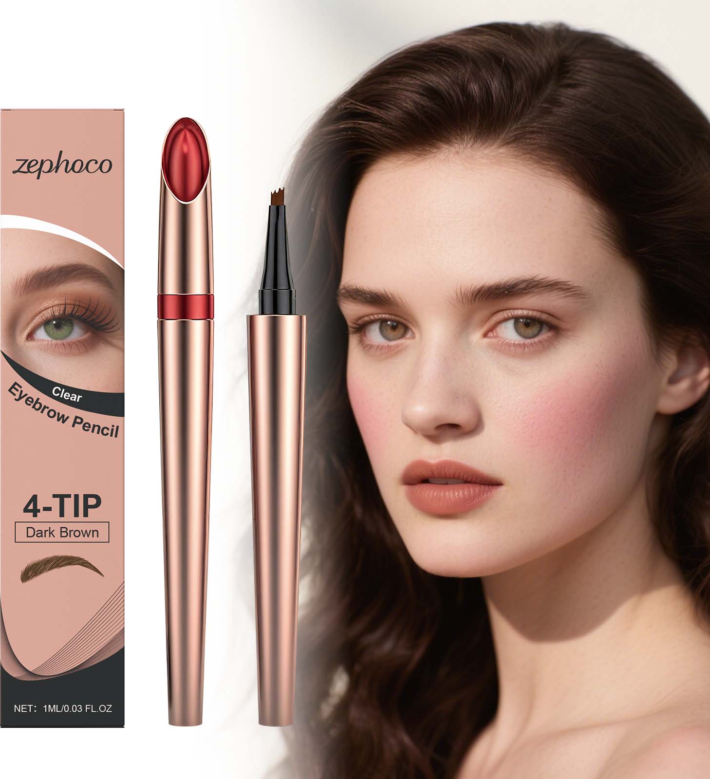Dark Brown Eyebrow Pencil, Waterproof, Long-Lasting, Perfect for Modifying Eyebrows ,1ml