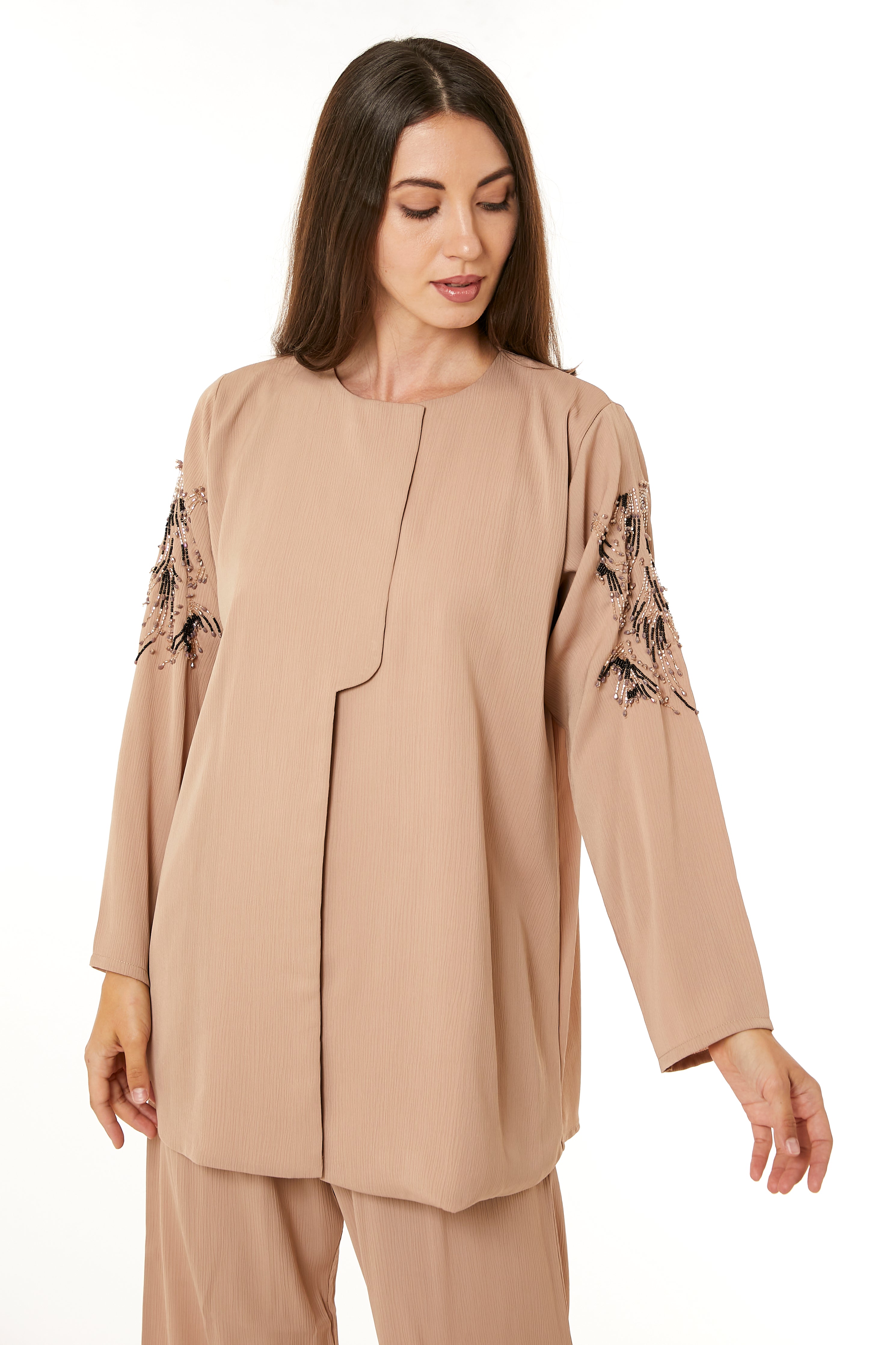 MOiSTREET Beige Zoom Top and Pants Set