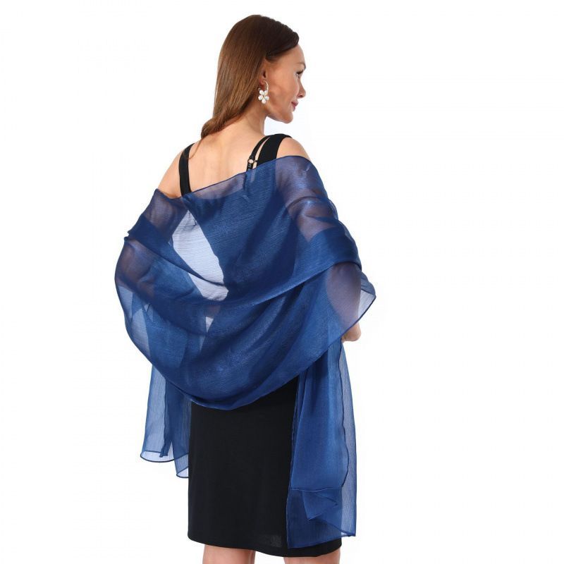 Blue Sheer Shawl Wrap for Women Wedding & Evening Party