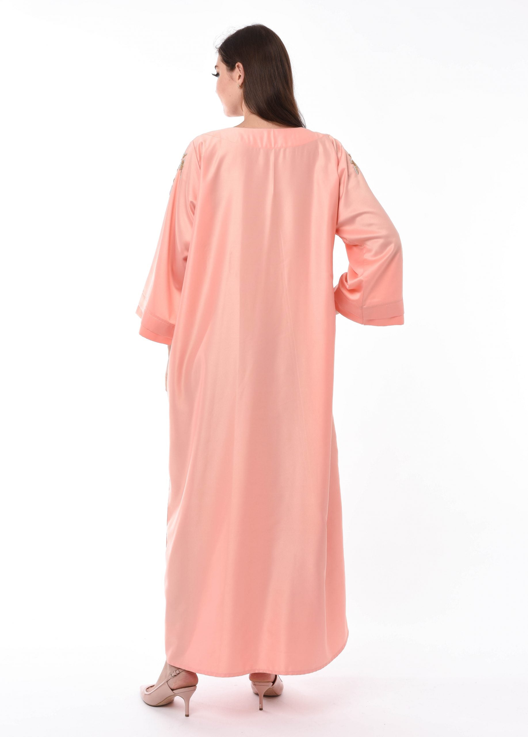 MOiSTREET Orange Kaftan Embellished with Hand Embroidery