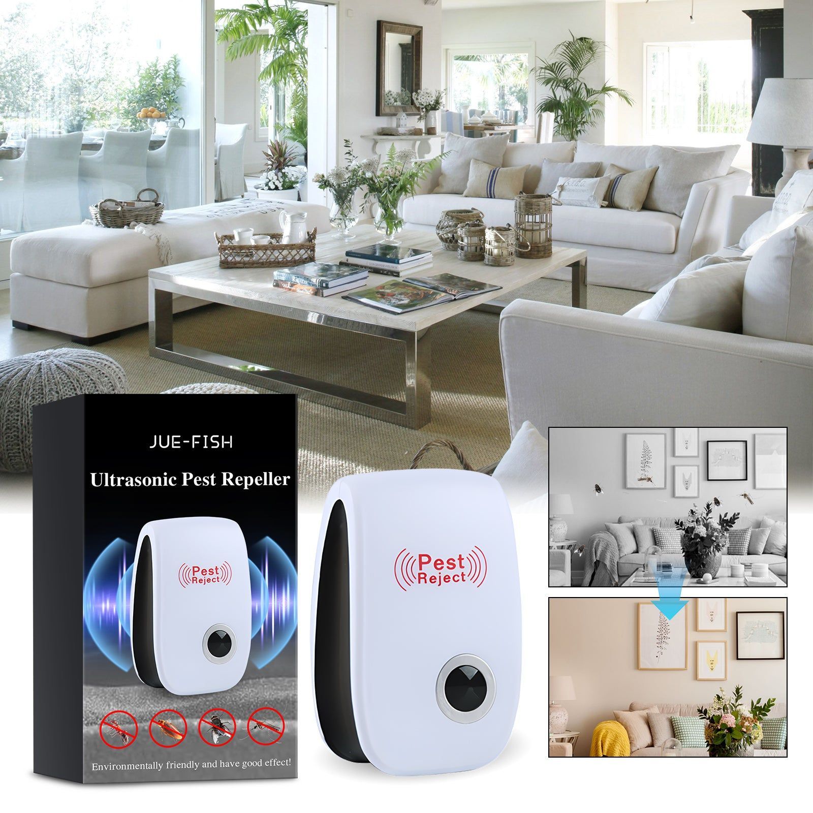 Ultrasonic Mosquito and Insect Repellent, Safe, Eco-Friendly, Indoor Pest Control ,1pcs